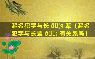 起名犯字与长 🦢 辈（起名犯字与长辈 🐡 有关系吗）